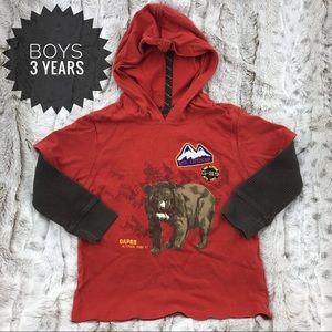 [GAP] Hooded Long Sleeve Tee Shirt Size 3 Years Boys T-Shirt Top Mountain Hoodie